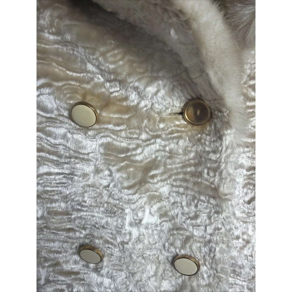 Aristocrat Women's Vintage Wool Blend‎ Fur Trim Coat Ivory Tan Short Sm/med 60's